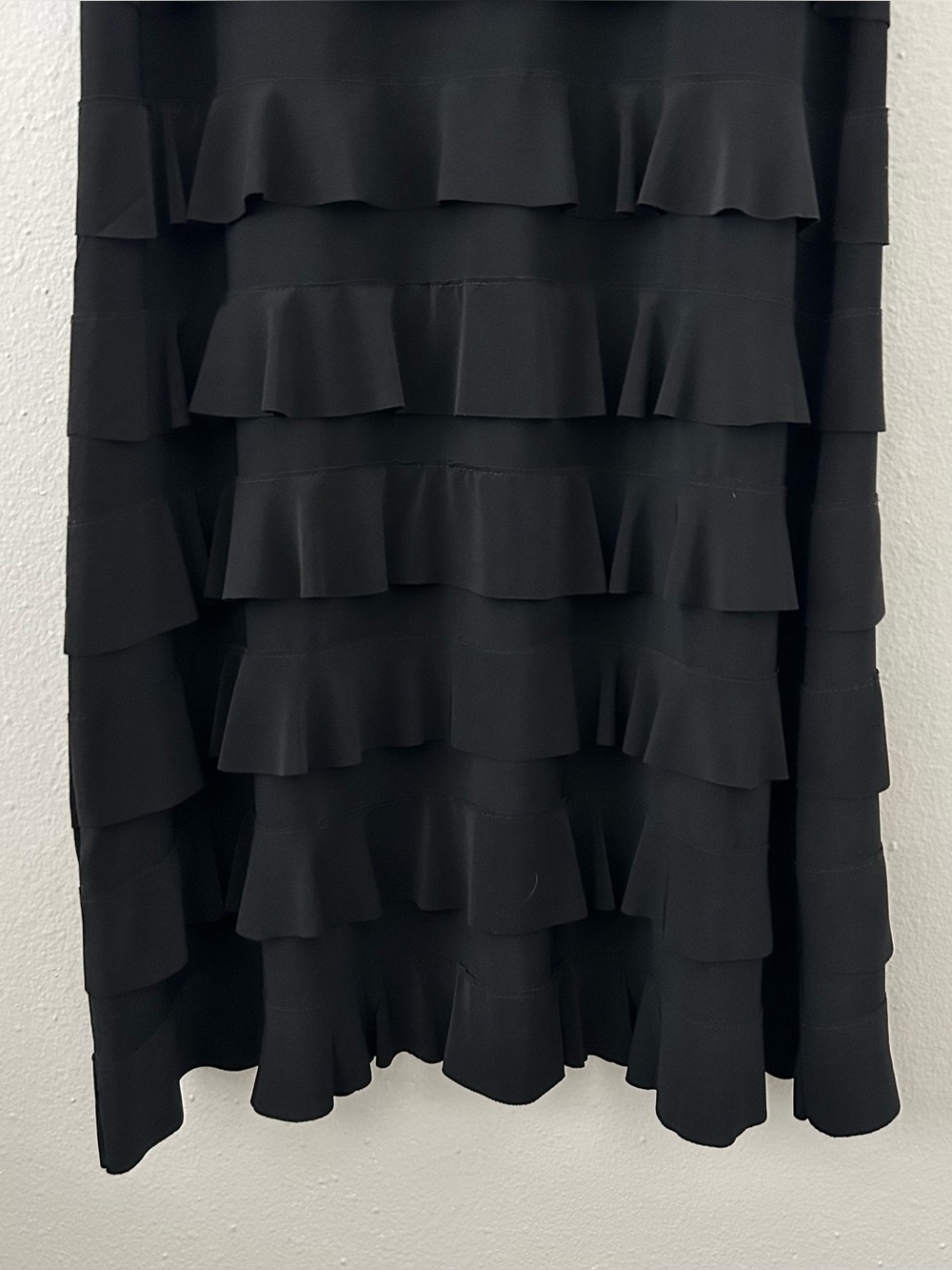 Tango Mango Swarovski Crystal Rhinestone Ruffle Dress Knee Length Black Size M - Picture 7 of 10
